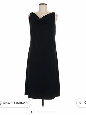 Eileen Fisher Black Sleeveless Cowl Neck Midi Dress